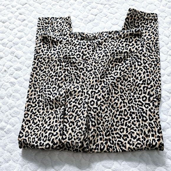 J. Crew cropped leggings leopard cheetah animal print yoga crops pants small - Picture 2 of 7